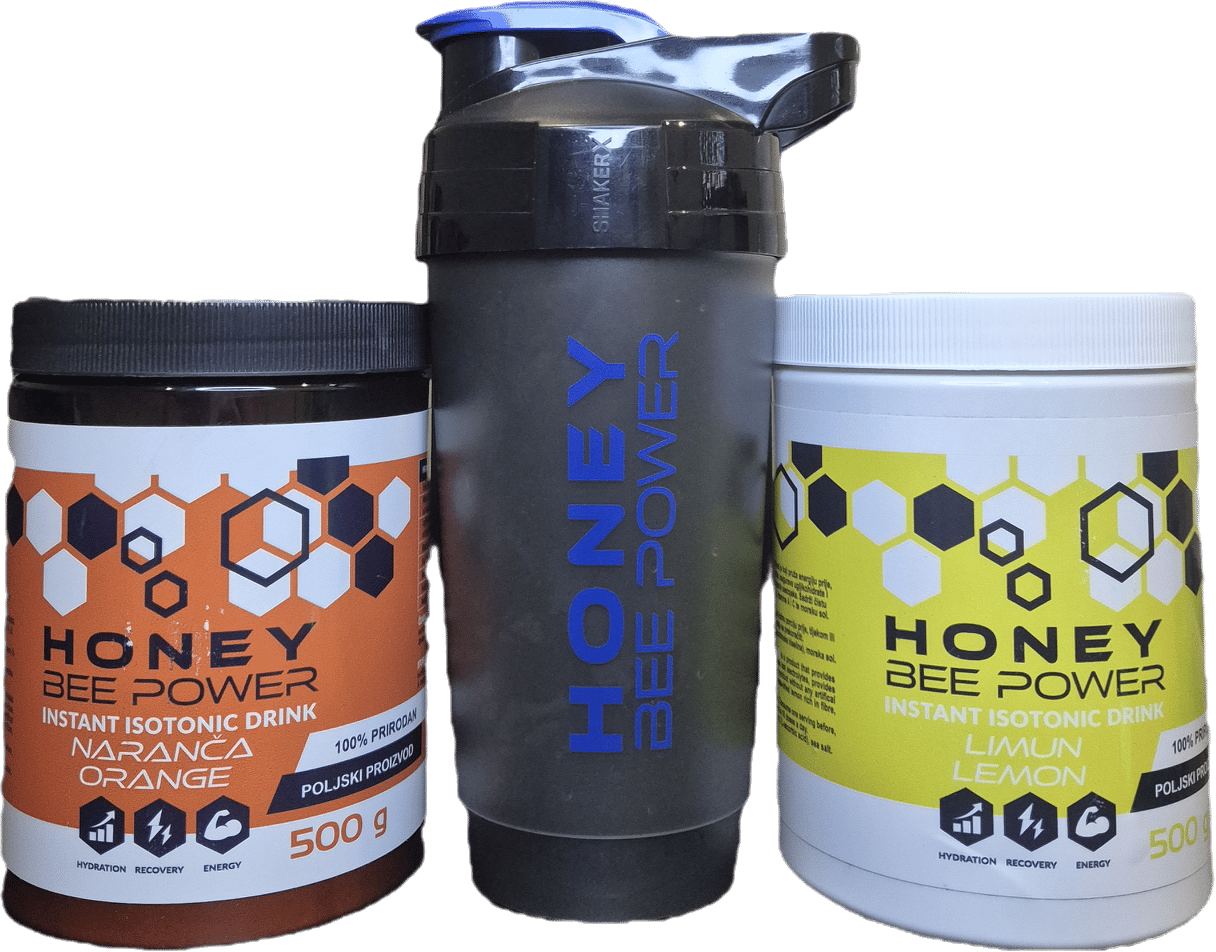 Honey Bee Power Izotonični Napitak – Paket Limun & Naranča + Shaker